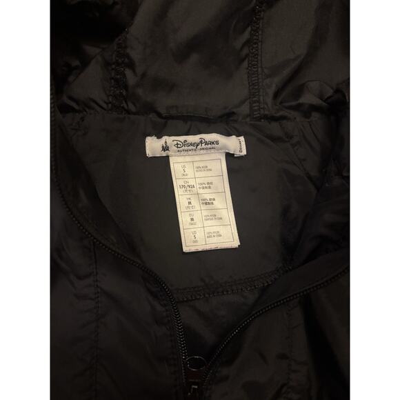 Disney Parks Rain Jacket Black Cozy Hood Quarter Zip Large Pocket Size S - Picture 4 of 4